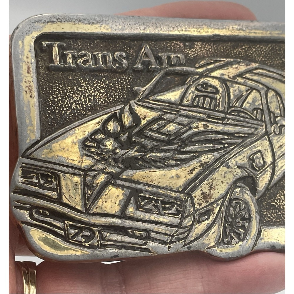 Trans-Am Pontiac Firebird Muscle Car Collectors Vintage Brass Belt Buckle 123 - Picture 3 of 12